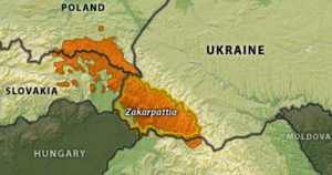 A map of ukraine with orange and black bordersDescription automatically generated