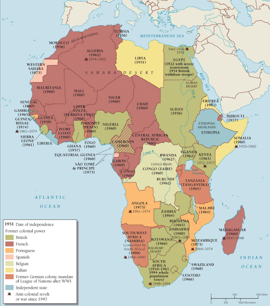 A map of africa with different colored countries/regionsDescription automatically generated