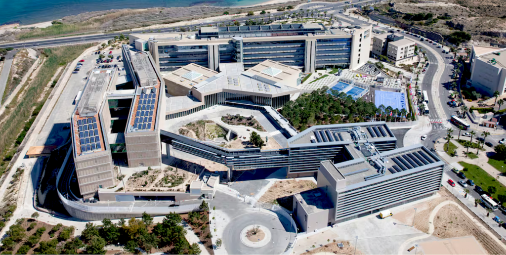 Aerial view of a large buildingDescription automatically generated